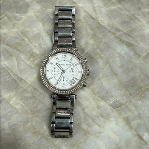 Michael Kors Silver and White Women's Watch